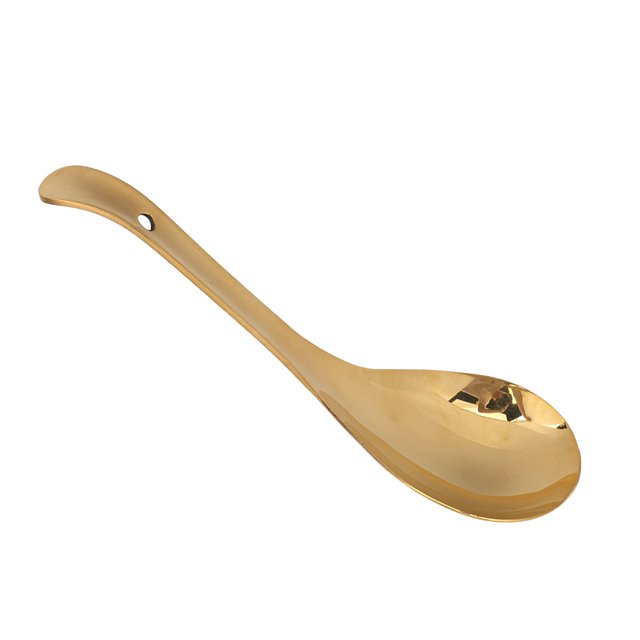 Serving Spoon, Mirror Polished Finish Brass Material Comfortable Grip Dinner Spoon Thickened For Cooking L