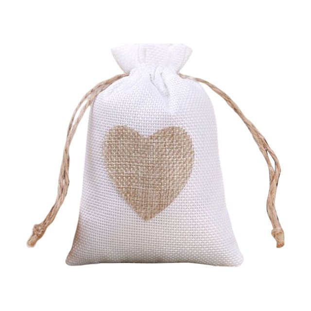 pitrice Bag Burlap Drawstring Gift Storage Packaging Organizer Ring Earrings Jewelry Reusable Fashionable Storing Holder White White