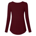 thumbnail image 4 of Pompotops Femmes Casual Couleur Unie Manches Longues Col Rond Basique Confortable Tunique T-Shirts, 4 of 7