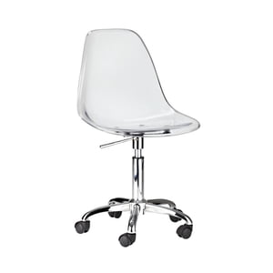 Heavenly Collections | Clear Acrylic Adjustable Office Chair - Mid-Century Modern Rolling Task Chair with Chrome Base - Ideal for Home Offices & Desks