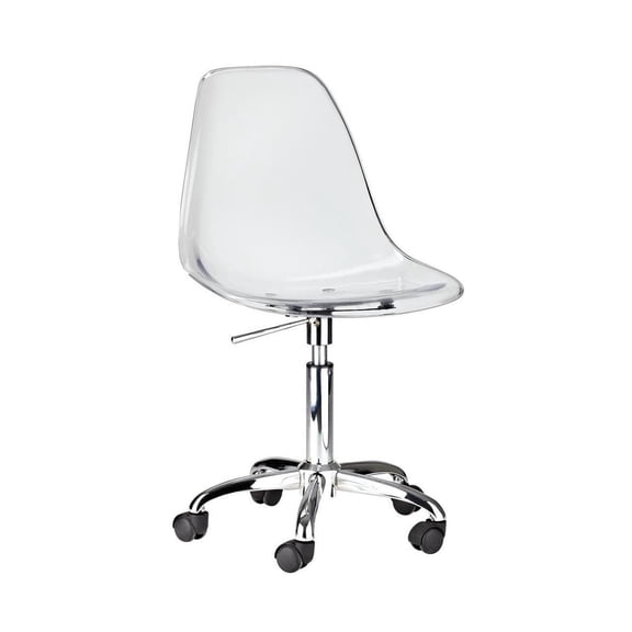 Heavenly Collections | Clear Acrylic Adjustable Office Chair - Mid-Century Modern Rolling Task Chair with Chrome Base - Ideal for Home Offices & Desks