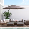 thumbnail image 2 of Outsunny 8'x8' Square Patio Hanging Offset Umbrella w/ Base Light Brown, 2 of 10