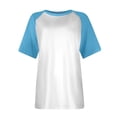 thumbnail image 3 of Womens Summer Raglan T-Shirts Color Block Plus Size Baseball Tees Casual Short Sleeve Loose Pullover Blue, 3XL, 3 of 5