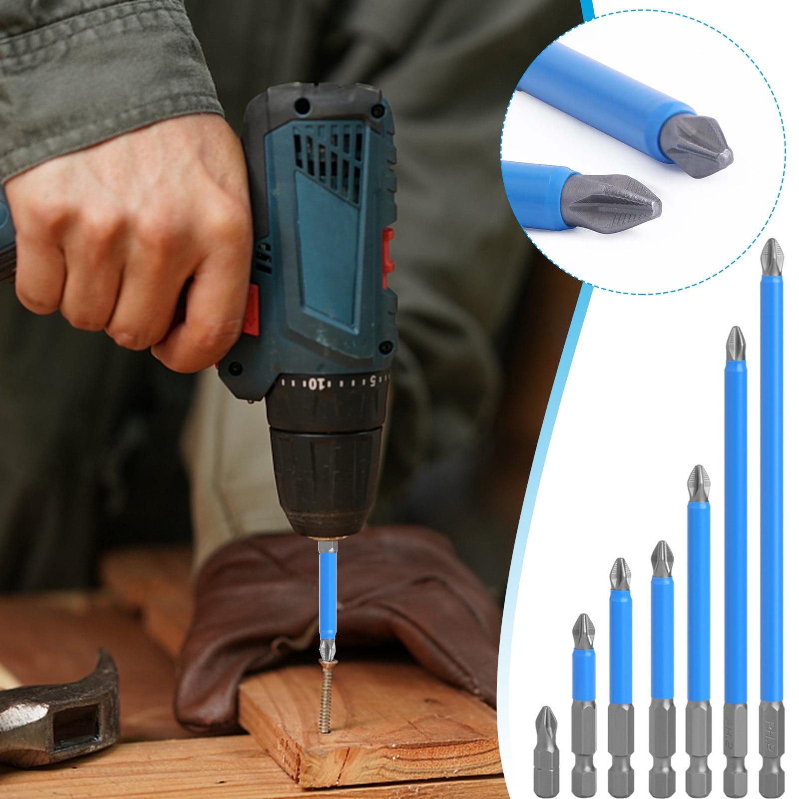 PRETXORVE Screwdriver Set Of 7 Steel Screwdriver Tip Screwdriver Head Drill Screwdriver Head