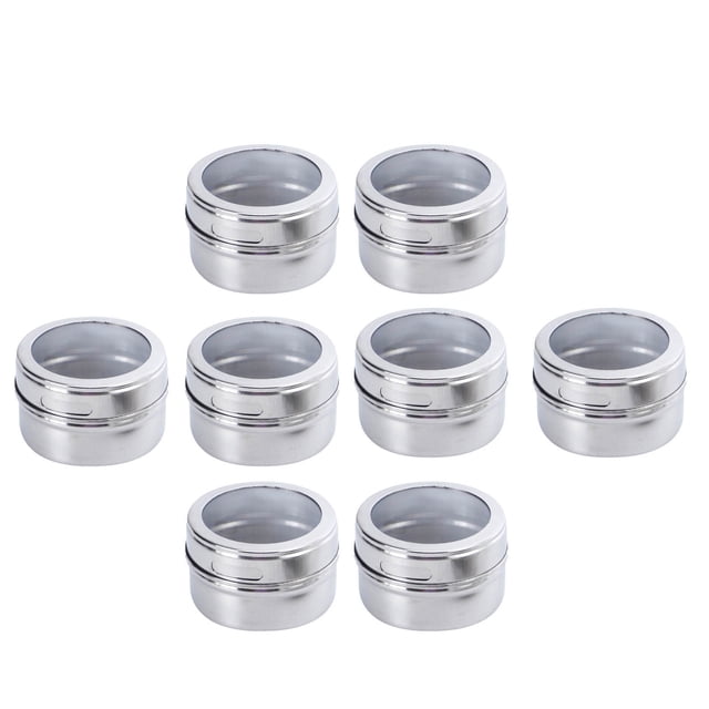 Magnetic Stainless Steel Spice Jars Rack Set for Kitchen Storage and Seasoning Containers