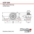 thumbnail image 3 of MAPLE ACE UCP209 Roulement à Bloc d'Oreiller de 45 mm d'Alésage, 2 Boulons, Plein, 3 of 5