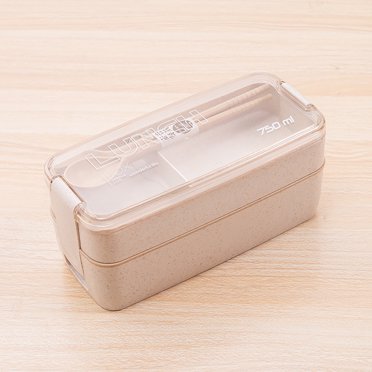 Dvkptbk Bento Lunch Box, Multi Layered Lunch Box with Forks Spoons, Lunch Box for Office Workers, Double Layer 750ml Portable Picnic Box for Food Fruit Snack, Meal Prep Containers