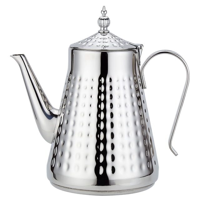 SANQIAHOME 1.8L(60oz) Stainless Steel Hammer Patterned Teapot With Removeable Infuser,Loose leaf cover,Silver