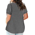 thumbnail image 4 of Ladies Top V Neck Fashion Solid Color Short Sleeve Pocket Loose T Shirt, 4 of 4