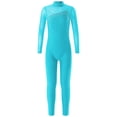 thumbnail image 4 of TiaoBug Girls Ice Skating Jumpsuit Rhinestone Mock Neck Competition Figure Skating Dancewear Lake Blue 14, 4 of 7
