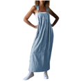 thumbnail image 1 of TrendOFT Combinaisons pour Femmes Décontractées d'Été Mode Amples Tendance à Encolure Carrée Sans Manches à Bretelles Combinaisons pour Femmes une Pièce Salopettes Bleu P, 1 of 5