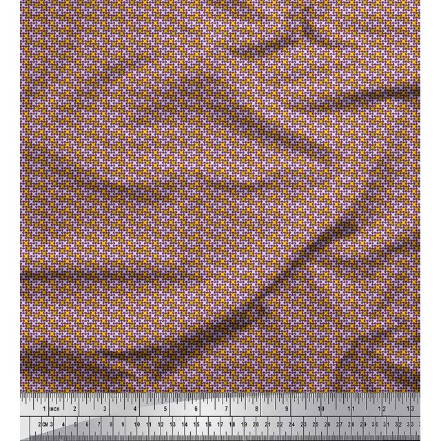 Soimoi Modal Satin Fabric Diamond & Cross Sign Shirting Fabric Prints by Yard 42 Inch Wide