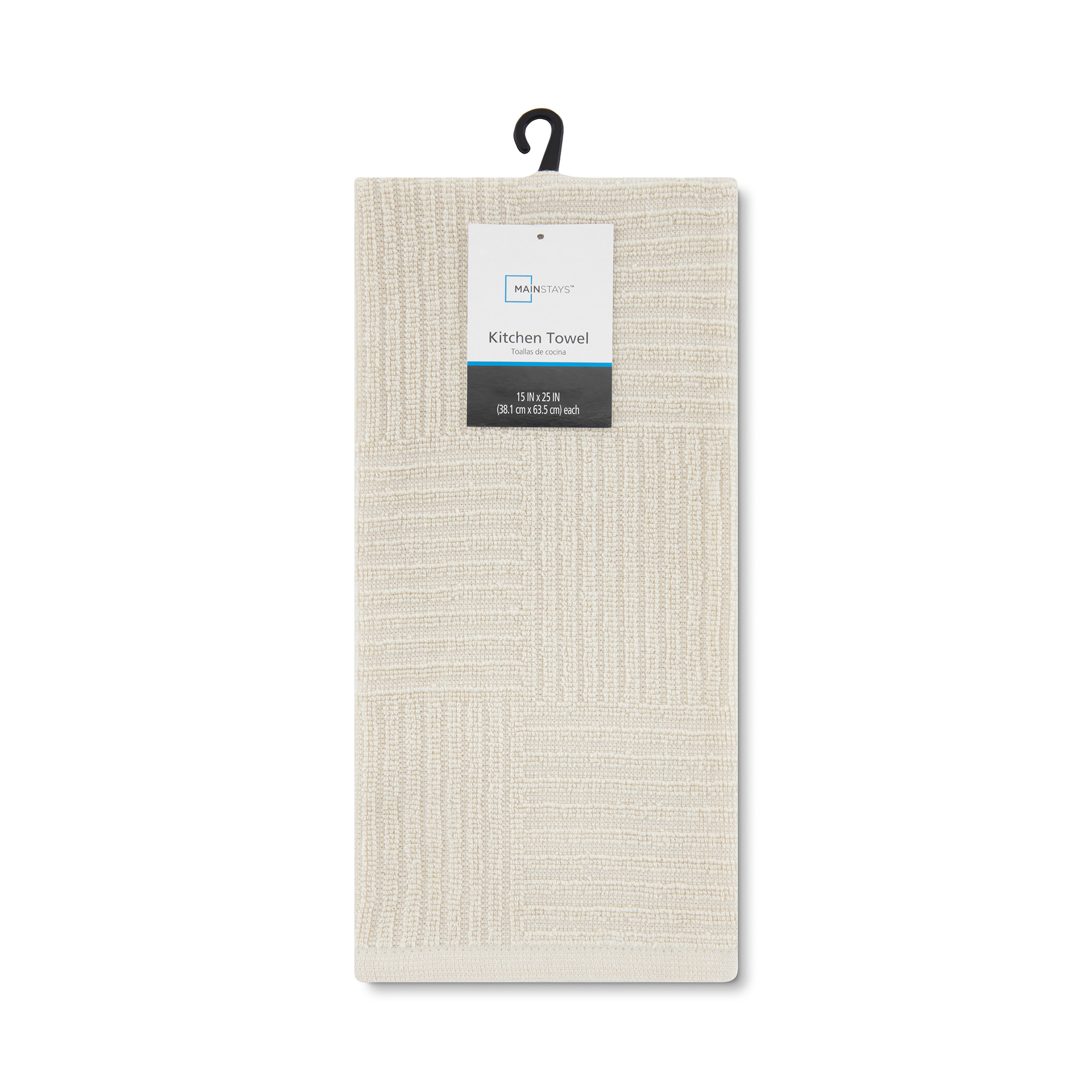 Mainstays SQ Rib Weave Kitchen Towels, 15"x25", Tan