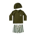thumbnail image 2 of Hiiyo Toddler Boys' Swimsuit Long Sleeved Rash Guard Shorts and Hat Quick Dry Bathing Suit, 2 of 8
