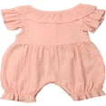 thumbnail image 2 of Baby Girl Romper Jumpsuits Button Short Sleeve Solid Clothes, 2 of 5