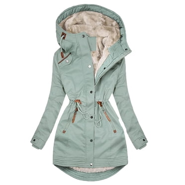 aohooy Manteau d'Hiver Lourd Grande Taille pour Femme, Doudoune Épaissie Doublée en Molleton, Veste en Duvet, Parka en Fausse Fourrure, Manteau Maxi Chaud, Vêtement d'Extérieur 2025 Vert, TG