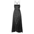 thumbnail image 4 of B91xZ Robe Chemise Femme à Bretelles Spaghetti Froncée Élégante Soirée Fête Longues Robes, Noir G, 4 of 4