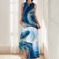 thumbnail image 1 of Ovzne Robes d'Été pour Femmes 2025 Robe Femme Mode Confortable Été Imprimé Sans Manches Col en V Robe Maxi Grande Taille Imprimée Liquidation, 1 of 5