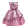 thumbnail image 2 of Liquidation et Promo, Robe de Princesse en Dentelle, Formelle en Maille, à Manches Longues, Col Rond, Fête pour Fille, Élégante, Tenue Formelle Style Chic/polyester, Violet, Sopatenor, 2 of 8