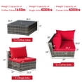 thumbnail image 2 of Patiojoy 7 Pcs Outdoor Patio Furniture Set All-Weather PE Rattan Sofa Set w/Coffee Table & Cushions Red, 2 of 10