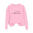 thumbnail image 5 of BLVB Chandail à Col Rond pour Femmes, Imprimé de Cœur, Manches Longues, Mignon, Coupe Ample, Léger, Hauts d'Automne, Cadeaux de la Saint-Valentin, 5 of 5