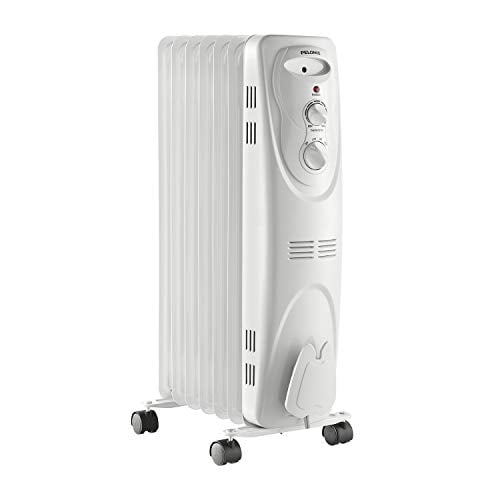 PELONIS PHO15A2AGW, Basic Electric Oil Filled Radiator, 1500W Portable Full Room Radiant Space Heater with Adjustable Thermostat, White, 26.10 x 14.20 x 11.00