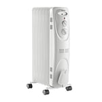 PELONIS PHO15A2AGW, Basic Electric Oil Filled Radiator, 1500W Portable Full Room Radiant Space Heater with Adjustable Thermostat, White, 26.10 x 14.20 x 11.00