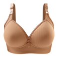 thumbnail image 1 of B91xZ Stay-in-Place Straps Lace Bra Full-Coverage Wirefree Bra Seamless Rib Triangle Bralette,Khaki 42, 1 of 4