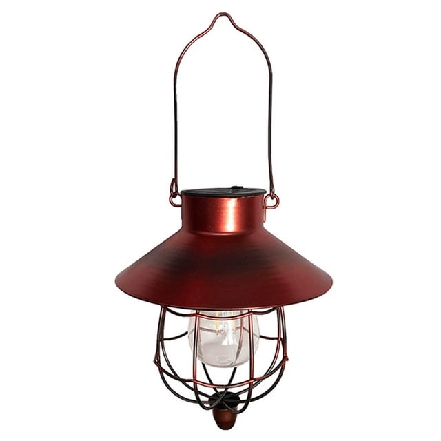 Shengyu Solar Hanging Metal Solar Pendant Edison Bulb Design, Easy Hanging, Openwork For Gardens, Courtyards, Patios, Trees Red Rust