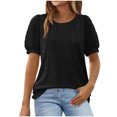 thumbnail image 1 of Timegard Hauts pour Femmes Col Rond Manches Courtes en Maille Bouffante Confortable Été Décontracté Ample Chemise Haut Blouse, 1 of 5
