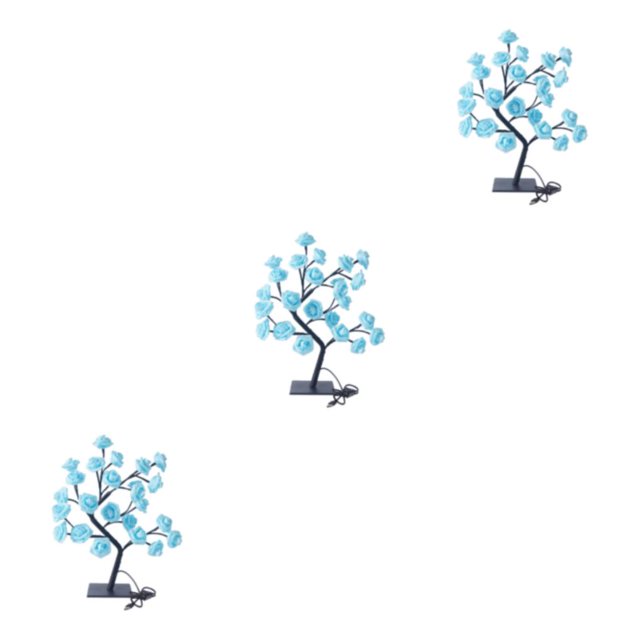 mmirethe Lighted Colorful Rose Lamp With Remote Control Best Gift Choice Wide Application blue rose black rod 3Set