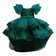 thumbnail image 1 of HXWCHs Robe à Taille Tombante Robe Élégante Formelle pour Filles avec Traîne Détachable Concours Fête Mariage Robe de Récital Vert 9-10 Ans, 1 of 7