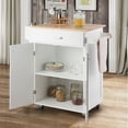 thumbnail image 4 of Gymax Îlot de Cuisine Roulant Chariot Utilitaire de Cuisine Armoire de Rangement avec Porte-Épices Blanc, 4 of 10