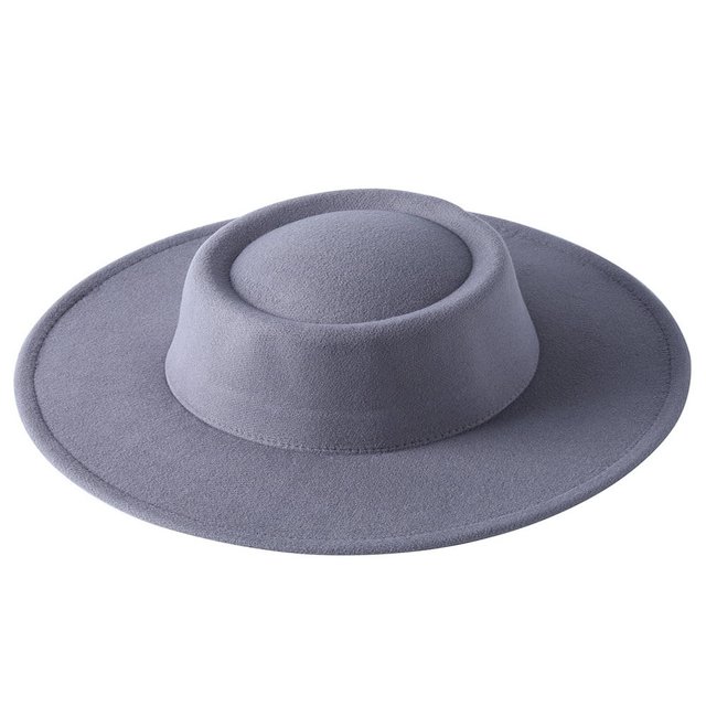 Female Hat Solid Color Flat-Top Cap Blower Hat Woolen Cap Fedoras
