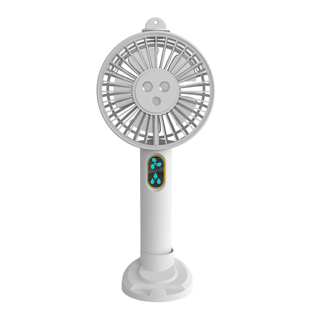 Personal Cooling Companion for On-the-Go 3-Speed misting fan, 2000mAh Portable Hand Fan with Stand, White