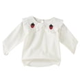 thumbnail image 2 of Cowsor Girls Soft Ribbed Peter Pan Collar Bow T-Shirt Sweet and Ribbed Knit Casua Cute Tops, 2 of 3