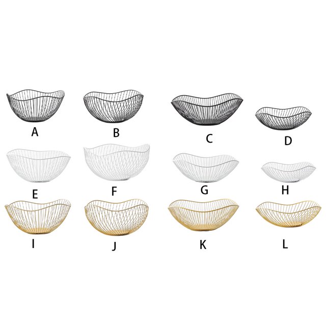 Becaristey Modern Style Kitchen Metal Fruit Basket Large Capacity Metal Fruit Baskets black Straight large 1Set
