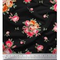 thumbnail image 1 of Soimoi Velvet Fabric Leaves & Rose Flower Print Sewing Fabric Yard 58 Inch Wide, 1 of 3