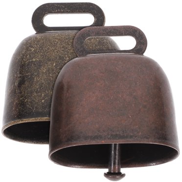 Miangastore 2 Pcs Small Bells Pendant Shepherd Bell Pet Anti-lost Farming Accessories Bell Hanging Decor Supplies for Sheep Horse Cow (Bronze, Red Bronze Style)