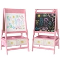 thumbnail image 1 of Qaba Chevalet Artistique pour Enfants, Chevalet pour Enfants 3-en-1 Double Face avec Rouleau de Papier - Rose, 1 of 10