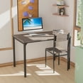 thumbnail image 4 of Gymax Ensemble de Salle à Manger 4 Pcs Bureau Rustique 2 Chaises et Banc avec Étagère de Rangement Gris, 4 of 9