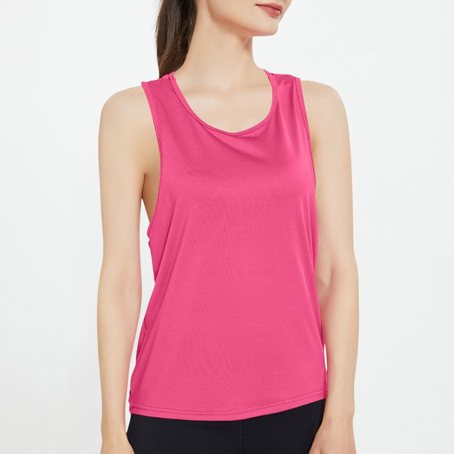 BLCHUNen Camisoles pour Femmes Col Rond Chandail Sans Manches Dos Ouvert Léger Extensible Décontracté Sport Actif Gym Blouses Tendance