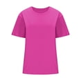 thumbnail image 4 of Plebaso T-Shirts en Coton pour Femmes à Manches Courtes, Col Rond, T-Shirts Basiques, Hauts Décontractés, Couleur Unie, Coupe Ample, 4 of 7