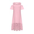 thumbnail image 4 of LSLJS Plus Size Women Sexy Ruffle Strapless Splicing Lace Splicing Short Sleeve Dresses, Plus Size Dress, 4 of 7