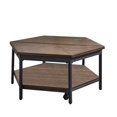 thumbnail image 4 of Steve Silver Table à Cocktail Hexagonale Ultimo avec Plateau Relevable, Roulettes et Étagère Inférieure Élégante, Chocolat Moka, 4 of 8