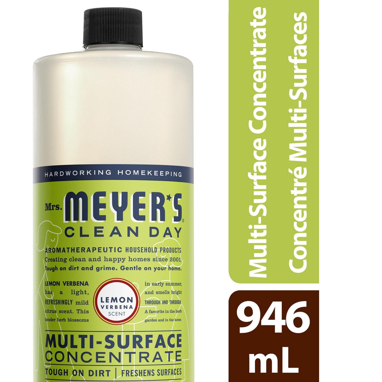 Mrs. Meyer's Clean Day Multi-Surface Concentrate All Purpose Cleaner, Natural Cleaner, Lemon Verbena Scent, 946ml