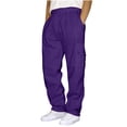 thumbnail image 1 of KIHOUT Pants for Men Cargo Sweatpants Rope Loosening Waist Color Pocket Trousers Loose Sports Trousers, 1 of 5