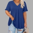 thumbnail image 2 of Chbgutlmr Womens Shirts Plus Size V Neck Ruffle Short Sleeve Ruched Blouse Loose Comfy Summer Casual Tops, 2 of 7