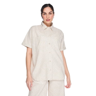 George Women's Linen-Blend Camp Shirt