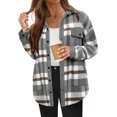 thumbnail image 1 of MeetoTime Womens Fleece Lined Flannel Shacket Jacket Oversized Button Up Plaid Jackets Winter, 1 of 6